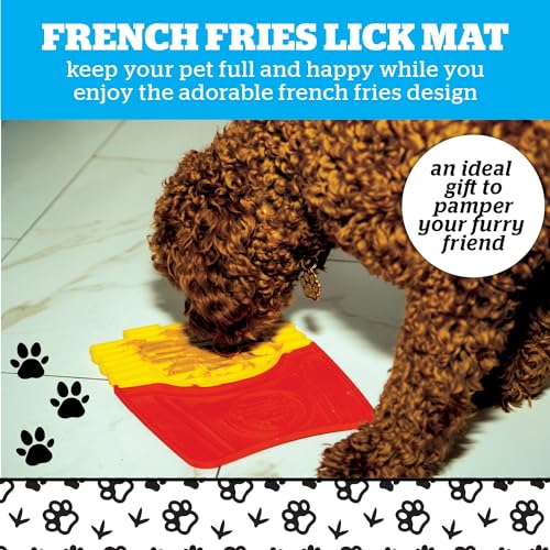 BigMouth French Fries Silicone Lick Mat for Dogs and Cats, Slow Feeder Enrichment Pad, Dishwasher Safe Anxiety Relief Toy - style: French Fries
