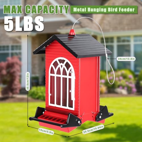 Gbekery Squirrel Proof Bird Feeders, 5LB Capacity, Weight-Activated, Red - color: Red