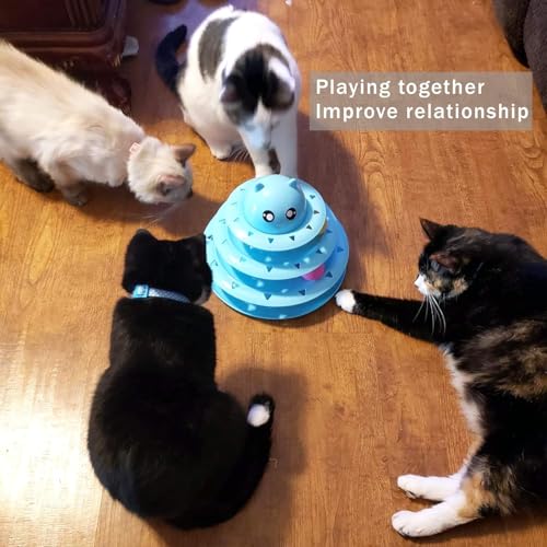 UPSKY Cat Toy Roller 3-Level Turntable Cat Toys with Six Colorful Balls - color: A-Blue