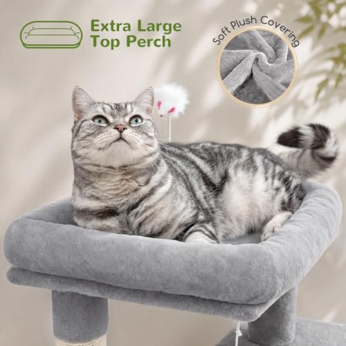 Globlazer Cat Tree Tower for Indoor Cats Large Adult, FC50, Light Grey - color: Light Grey, size: XL