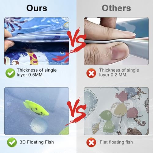 Inflatable Cat Dog Baby Water Mat Toy, [Newly Upgraded, 2 Layers Thickened] Premium Anti-Scratch Leak Proof Mat, with Floating Fish for Indoor Kitten Cats & Kids to Swatting Exercise Hunting (Dolphin)