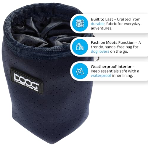 DOOG Neosport Treat & Training Pouch - Lightweight Neoprene Dog Treat Bag with Drawstring Closure & Belt Clip - Compact Hands-Free Reward Holder - Navy - color: Navy Blue, size: Small