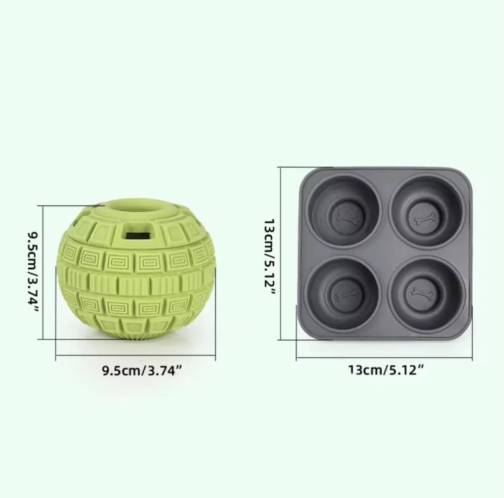 Play Plus Frozen Treat Dispensing Dog Toy - Interactive Dog Toys to Keep Your Pup Busy and Distracted - Freezable Fillable Rubber, Reduces Anxiety, Easy to Clean, Perfect for Seniors (Green) - color: Green