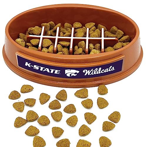 NCAA Super-Bowl - Kansas State Wildcats Slow Feeder Dog Bowl. Football Design Slow Feeding Cat Bowl for Healthy Digestion. Non-Slip Pet Bowl for Large & Small Dogs & Cats - color: Kansas State Wildcats
