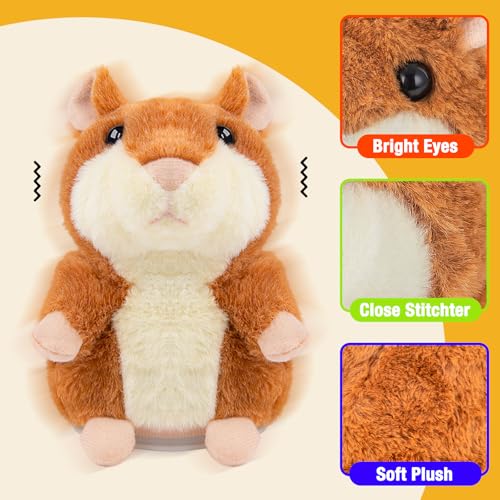 Talking Hamster, Interactive Plush Toys for Boys Girls 3-5 Year Old Gifts - color: Brown