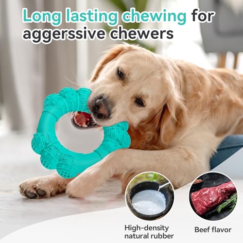 Indestructible Dog Chews - Super Duty Chew Toys for Aggressive Dogs, Puppy Teething Relief & Interactive Play - color: Green
