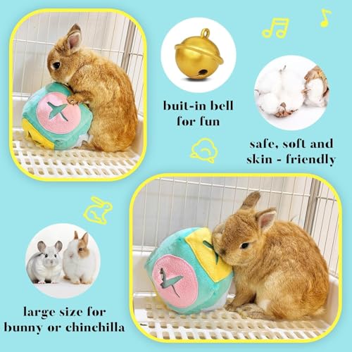 2Pcs Rabbit Foraging Toy with Bell, Washable Puzzle Feed Game Toy - size: 2pcs