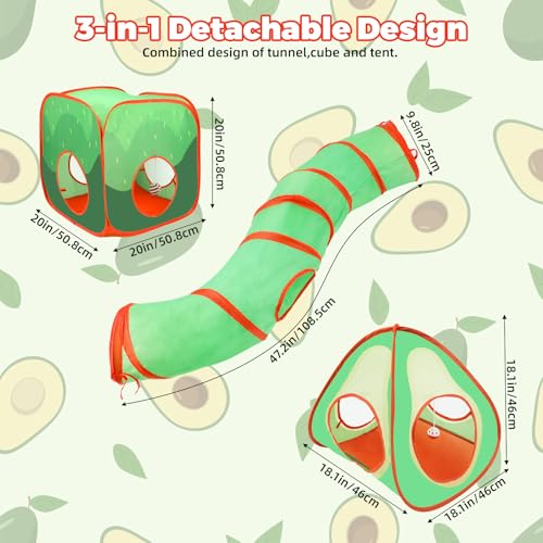 YUEPET Rabbit Tunnel & Cube Tent, Bunny Hideout, Guinea Pig Tunnel, Avocado - color: Avocado