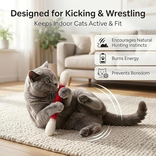 LEDeng Cotton Swabs Cat with Catnip, Swabs Catnip Toys Set of 6 Soft Plush Kicker Toys, Sturdy Teething Chew Toy (A) - color: A