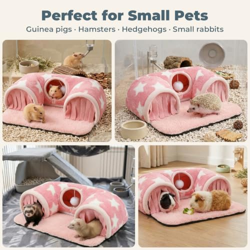 Avont Guinea Pig Tunnel, Small Animal Hideaway Tube Toy - color: Pink, size: Medium