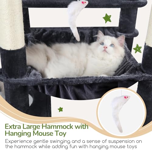 Globlazer F70 Pro Heavy Duty Cat Tree Tower for Indoor Cats Large Adult - color: Dark Grey