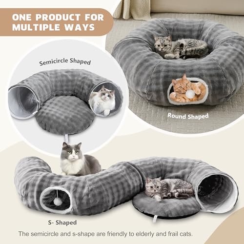 Bubble Round Cat Tunnel for Indoor Cats, Grey - color: Grey, size: Round