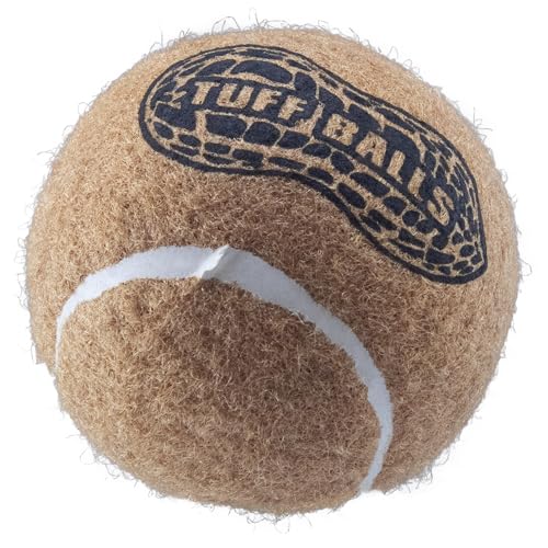 PetSport Junior Peanut Butter Tuff Ball Dog Toys | 6 Pack Jr. (1.8") Pet Safe Felt & Durable Rubber Tennis Balls | Play Fetch, Chuck or Toss at Dog Park - size: 1.8 Inches ( Pack of 6 )