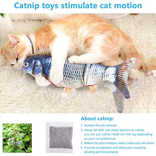 Tocirelo Cat Toys Flopping Fish with Catnip, Moving Interactive Cat Toy - color: Carp