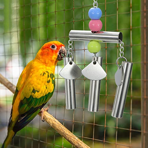 Wontee Stainless Steel Bird Bells String Toy Hanging Chew for Parrots, C - style: C (Bird Bell Toy)