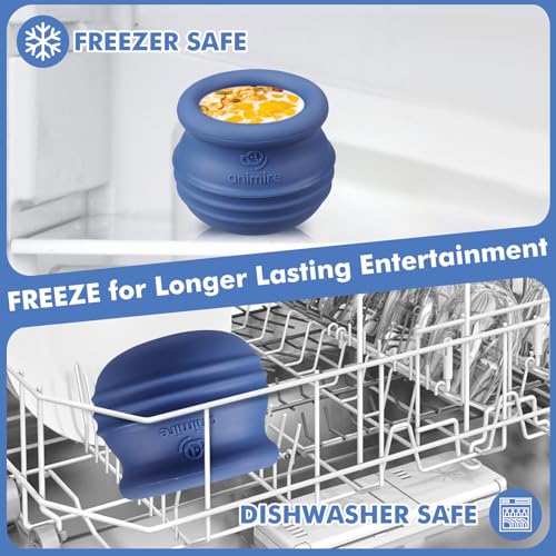 Treat Dispensing Dog Toy, Long-Lasting Interactive Puzzle Toys for Dogs, Stuffable Dog Enrichment Frozen Lick Treat Toy for Boredom, BPA Free Silicone Fetch Catch Chew Toy (Dark Blue,S) - color: Dark blue, size: S