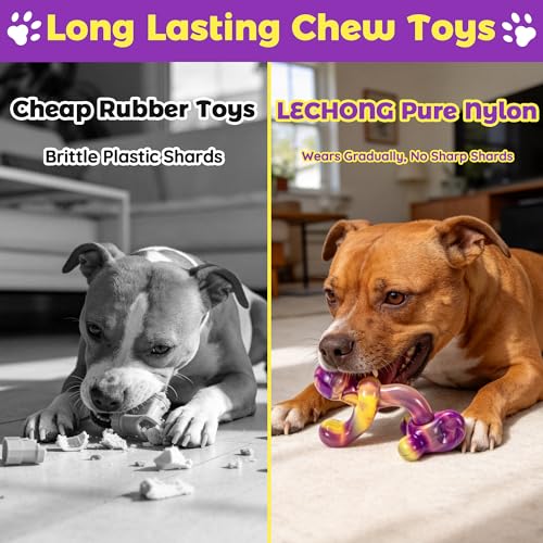 LECHONG 3 Pack Indestructible Dog Toys for Aggressive Chewers 22-66 lbs