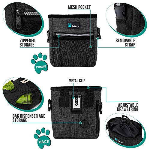 PetAmi Hands Free Dog Treat Pouch for Training and Walking, Charcoal - color: Heather Charcoal