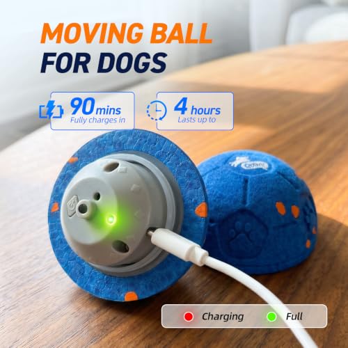 QDAN Interactive Dog Toys, Automatic Moving Dog Balls with 3 Modes, 2.7Inch - color: Blue