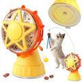 Interactive Cat Ferris Wheel Toy with Cat Wand, Rotating Treat Dispenser Puzzle Slow Feeder with Strong Suction Cup, Foraging Anxiety Relief Exercise Toy for Indoor Cats & Kittens (Yellow) - color: yellow-1