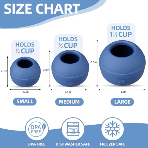Long-Lasting Interactive Dog Lick Toy, Stuffable Dog Enrichment to Keep Dogs Busy, Wobbly Treat Dispensing Freezable Chew Toys, Food-Grade Safe (Dark Blue,L) - color: Dark Blue, size: L