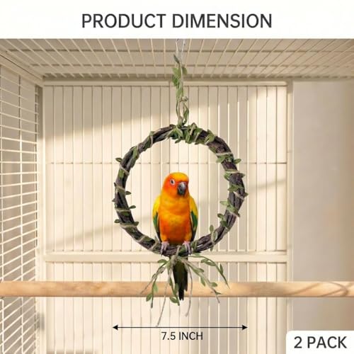 2-Pack Woven Vine Bird Swing & Climbing Perch, Large - size: Large