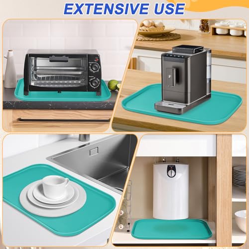 SMILOOL Waterproof Silicone Pet Food Mat with Raised Edge for Dog & Cat - color: Dark Turquoise, size: 24"L x 16"W