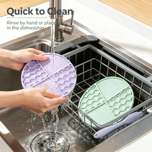 2 Pack Dog Cat Lick Mat, BPA Free Silicone Honeycomb Suction Cups