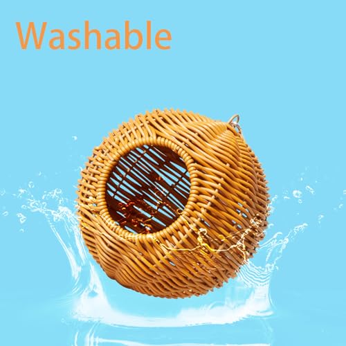 Rattan Bird Nest for Cage Hanging Parrot Breeding Nesting House - style: Circular opening