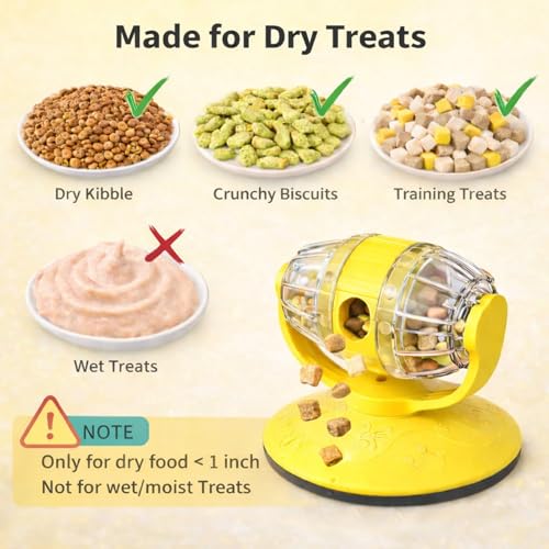 Cat Treat Feeder, Cat Treat Dispenser Toy for Dry Food, Rotating Barrel Interactive Cat Toys for Indoor Cats &Puppies, Kitten Enrichment Funny Toy(Yellow) - color: Yellow