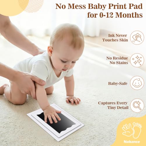 Nabance Baby Footprint Kit, Inkless Baby Hand and Footprint Kit, 2 Pack - size: 2-Pack, Large 3.1" x 4.9"
