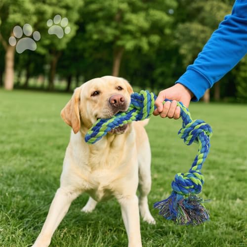 Rocfish [5 Pack] Dog Rope Toys for Aggressive Chewers, Nearly Indestructible Tug of War Toys for Large & Medium Dogs, 100% Cotton, Teeth Cleaning Chew Rope, Heavy Duty Tug of War Dog Toy for Boredom - size: 5 Pack - Dog Rope