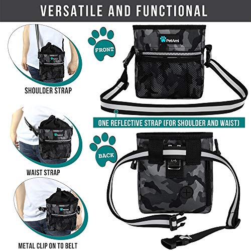 PetAmi Hands Free Dog Treat Pouch for Training and Walking, Camo Black - color: Camo Black