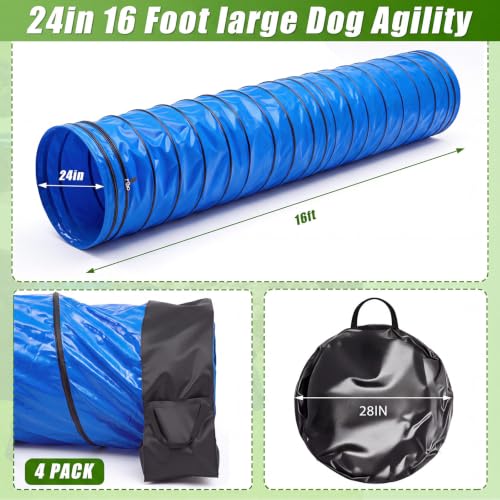 Briwooody 24 in x 16 ft PVC Dog Agility Tunnel with Sandbags Blue - color: Blue, size: 24in X 16ft