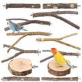 12 Pcs Natural Wood Bird Perch Stand & Platform Set for Cages - size: Deluxe Playground Set - 12PCS