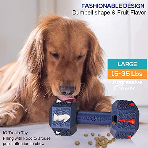 Dog Chew Toys for Aggressive Chewers Indestructible Dog Toys Tough Natural Rubber Dumbbell Toy for Small Medium Large Dogs XLarge Blue - size: X Large-7.5 In Blue