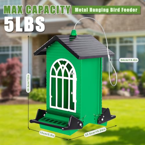 Gbekery Squirrel Proof Bird Feeders, 5LB Capacity, Weight-Activated, Green - color: Green