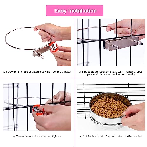 2 Pcs Stainless Steel Small Dog Crate Food Water Bowl, 34 & 19 OZ ﻿ - color: Silver, size: S (34 & 19 OZ)