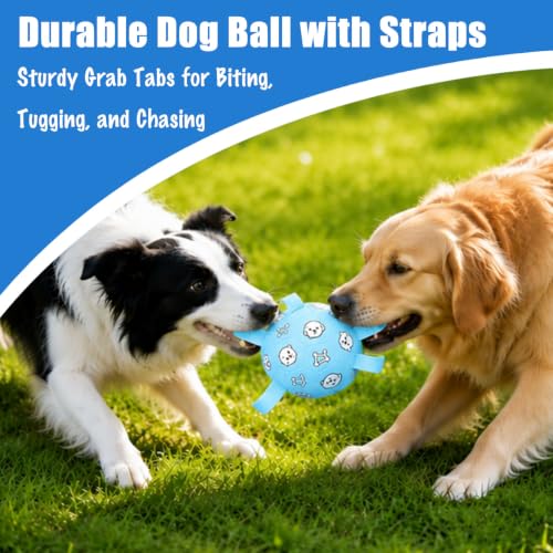 Dog Soccer Ball with Straps, 6 Inch Jolly Ball for Medium Dogs - color: Pale Blue, size: Medium-6 Inch
