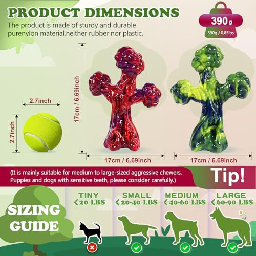 2Pack TreeBone Indestructible Dog Chew Toys for Aggressive Chewers - color: RedGreen