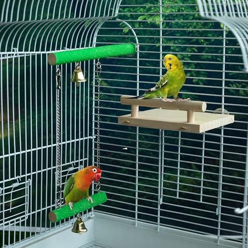 Bird Perches for Cage Wood Parrot Perch Stand Swing