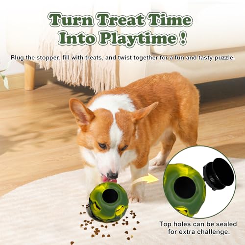 Large Interactive Dog Frozen Treat Toy, Puzzle Enrichment Chew Ball - color: Green, size: Large