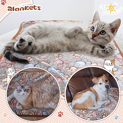 Tatuo 4 Pcs Fleece Dog Blankets for Puppy Cat, Black, 30 x 20.5 in, Paw - color: Black, size: 30 x 20.5 in