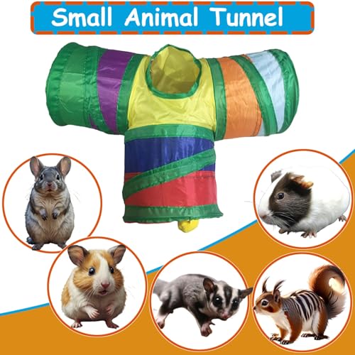 5.9" Guinea Pig Tunnels & Tubes Collapsible 3 Way Activity Tunnel Toys Hideout Hideaway for Guinea Pig Chinchilla Ferret Hamster Rat Hedgehog(Small Animal)