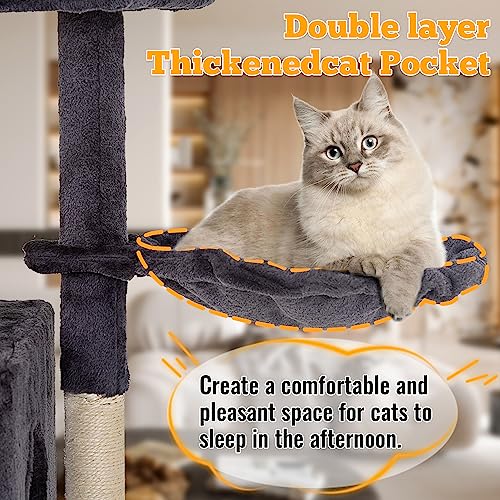 FDW 37.8" Cat Tree Tower | Dark Gray | Multi-Level Indoor Activity Center - color: Dark Gray