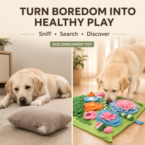 Snuffle Mat for Dogs, Interactive Dog Puzzle Toy & Slow Feeder - size: 19.7"L x 19.7"W