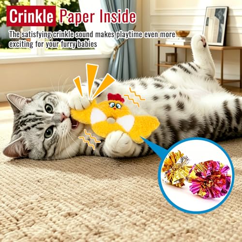 Retro Shaw Catnip Kitten Toys Pack of 3, Cat Toy Bird for Indoor Adult Cats