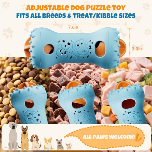FOXMM Interactive Treat Dispensing Dog Toys – Adjustable Puzzle Toy - color: Blue&Orange