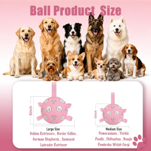 Dog Soccer Ball with Straps, 6 Inch Jolly Ball for Medium Dogs - color: Pink, size: Medium-6 Inch