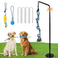 Tether Outdoor Dog Tug Toy for Small Dogs, 360° Rotating,3 Ropes & 4 Stakes